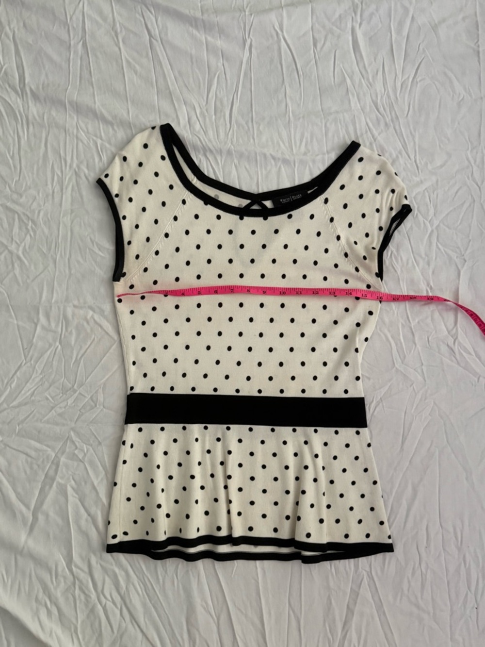 White House Black Market Polka Dot Peplum Top Size Small